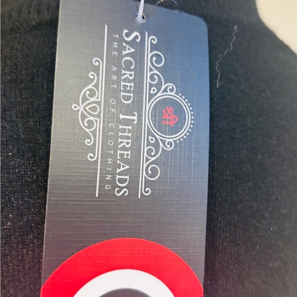 Sacred Threads Black Cardigan with Elegant Wavy Trim - Picture 7 of 15